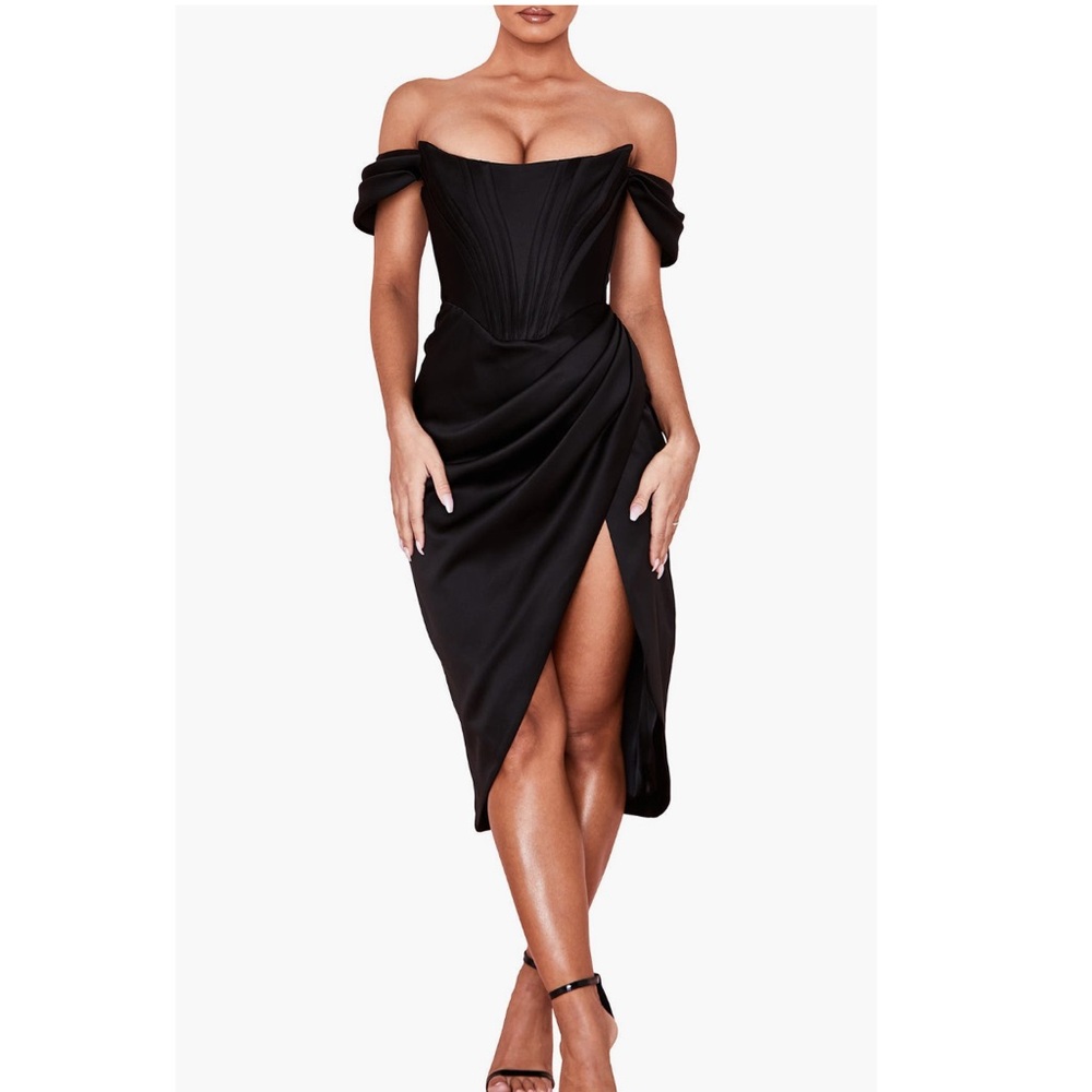 Elegant Black Strapless Dress - Picture 2 of 8